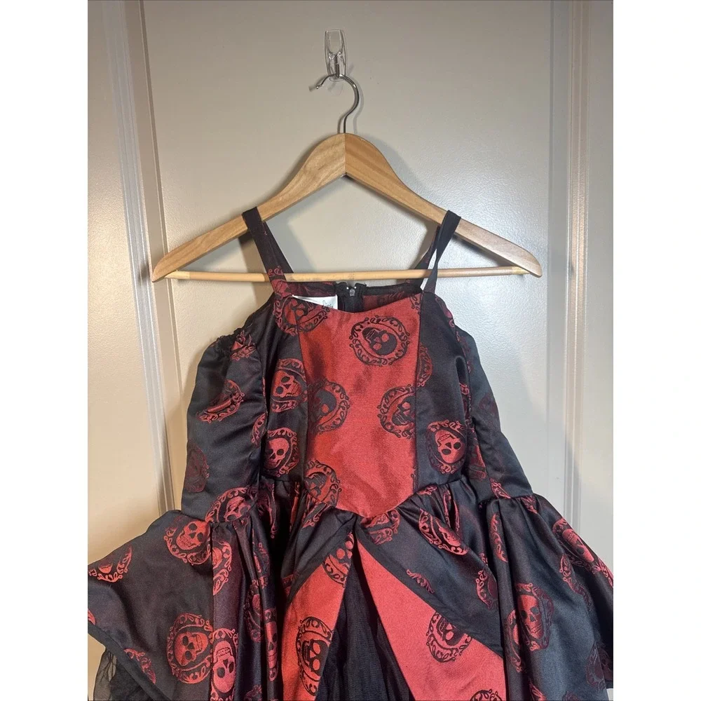 Chasing Fireflies Girls Costume Dress Skulls Red Black SZ 8